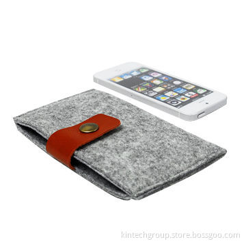 Felt mobile phone cases with button closure, customized logos are accepted